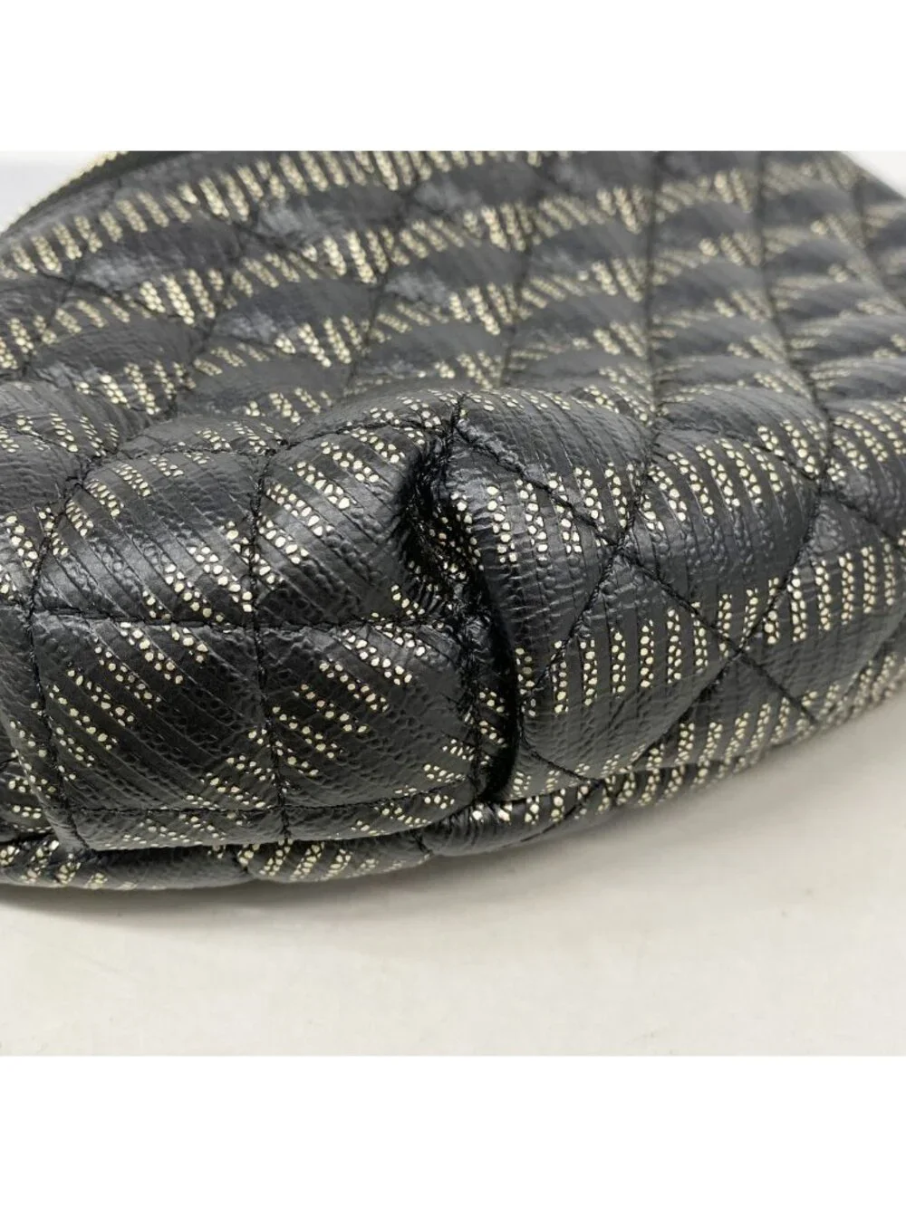 Chanel Waist Bag Quilted Leather Black Champagne Gold